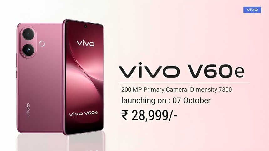 Vivo V60e 5G launching on October 7 in India with 200MP camera and massive battery